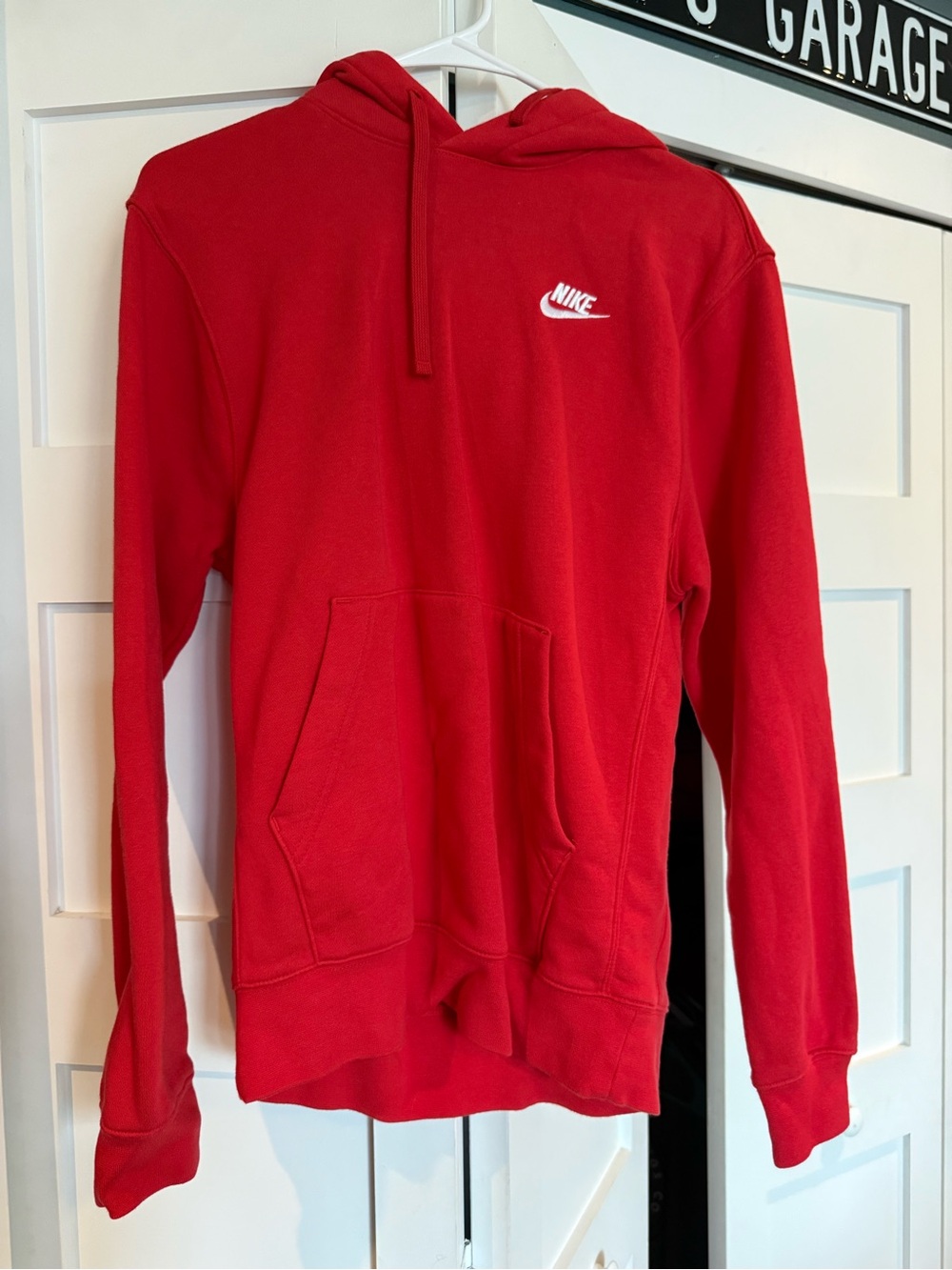 Red Nike embroidered-logo hoodie